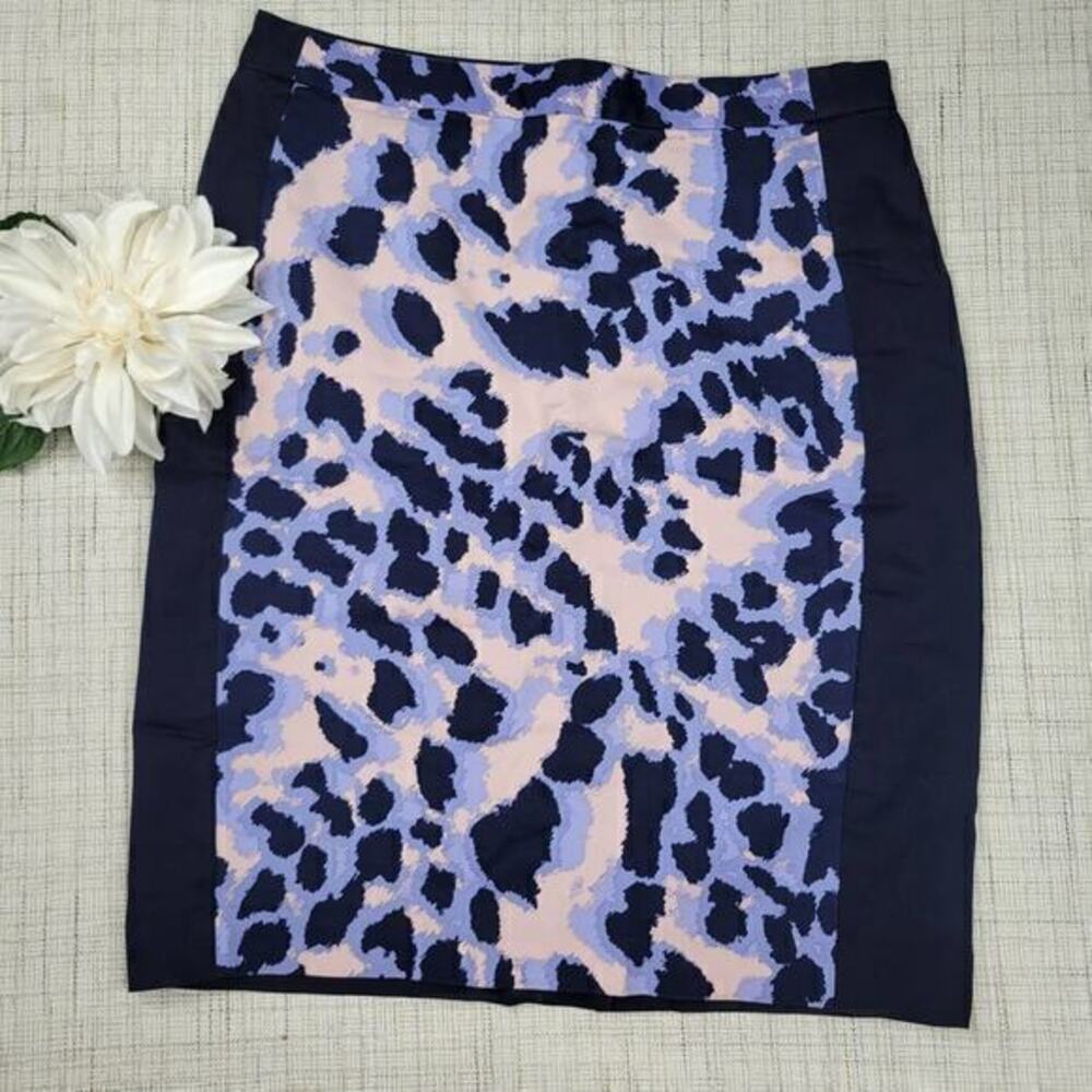 Club Monaco Pencil Skirt Navy Animal Print Navy Blue 10